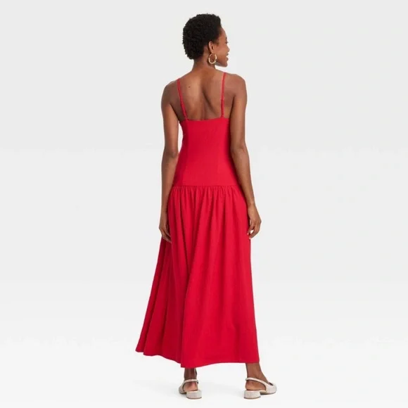 A New Day Women’s Drop Waist Maxi Dress spaghetti straps Red size XXL -like new! - Picture 3 of 8